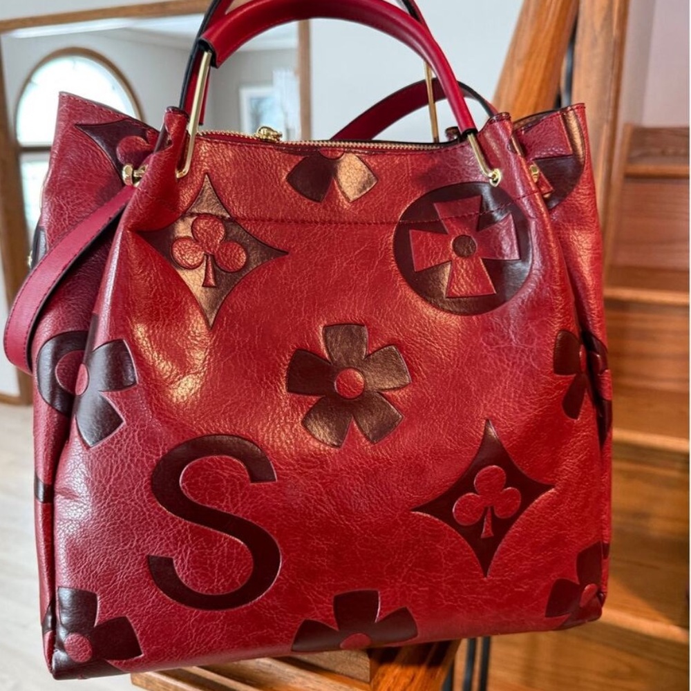 NEW Designer Luxury Red Leather Purse Embossed Nanogram Crossbody Viral Tiktok